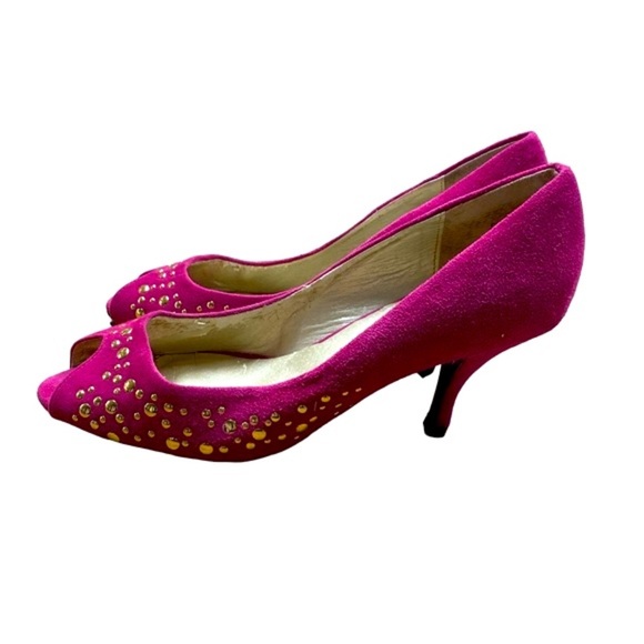 Twiggy of London pink vintage heels leather size 8 1/2 medium - Picture 6 of 11